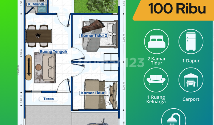 Rumah Baru Grati 166Jt, Tanpa DP, Proses KPR Cepat 2
