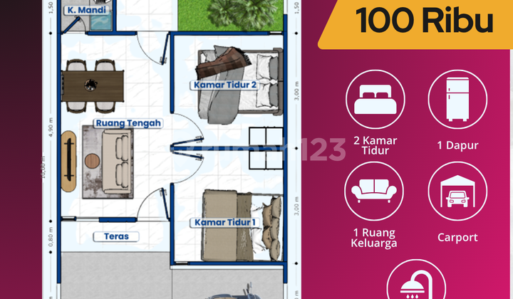 Rumah Aster 36/60 Grati, Booking 100Rb, Dekat Jalan Raya 2