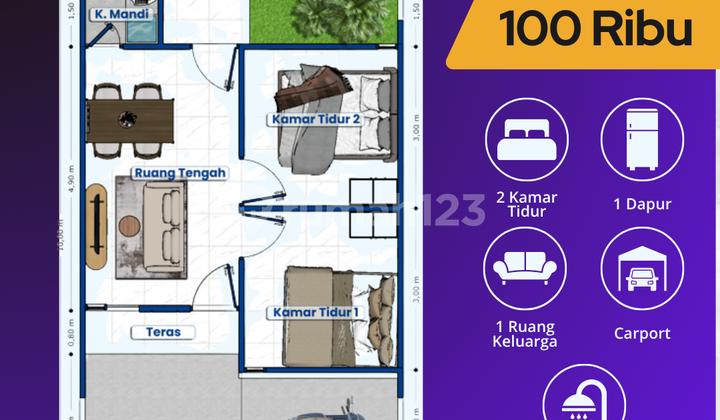 Rumah Aster 36/60 Grati, Tanpa Uang Muka, Booking Murah 2