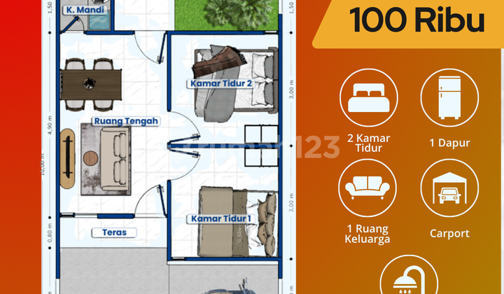 Rumah Grati Pasuruan, 166Jt, Tanpa DP, SHM Lengkap 2
