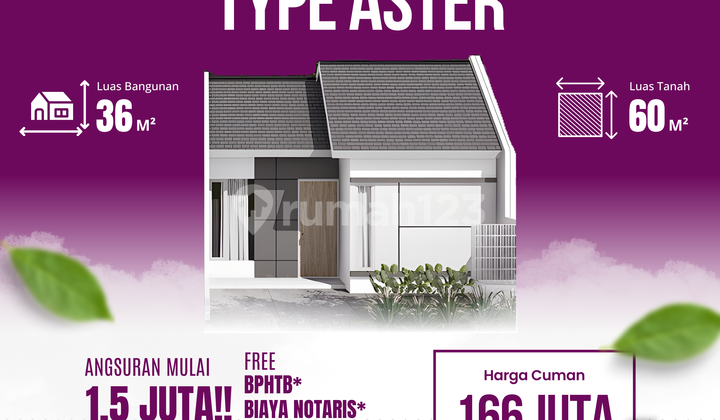 New Grati House 166M, Installment 1M-ish, Ready to Occupy Fast Aster House Grati Pasuruan, Book 100K Cheap Grati House, No Down Payment, Light Installment 1M-ish/Month
