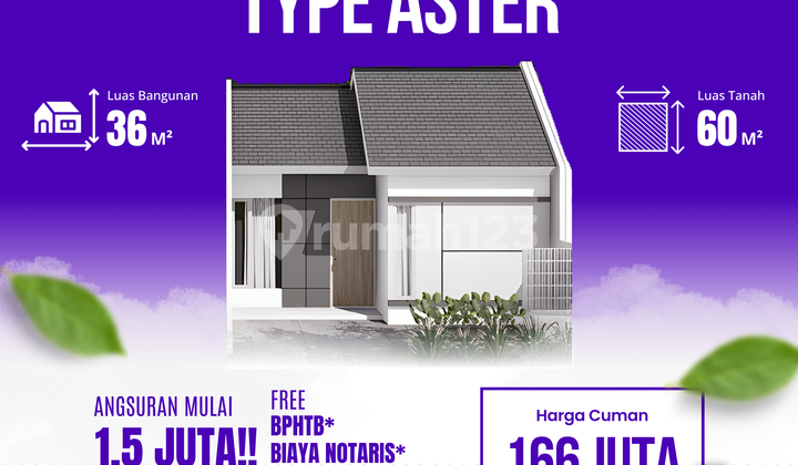 Rumah Aster Grati, Tanpa DP, Dekat Jalan Raya & Sekolah