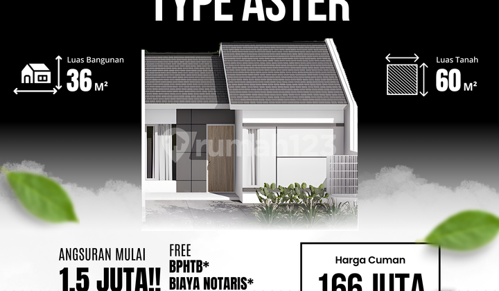 Rumah Baru Grati Pasuruan, Tipe 36/60, Tanpa DP, Harga 166Jt