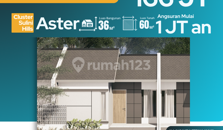 Rumah Aster 36/60 Grati, Booking 100Rb Cicilan 1Jt-an