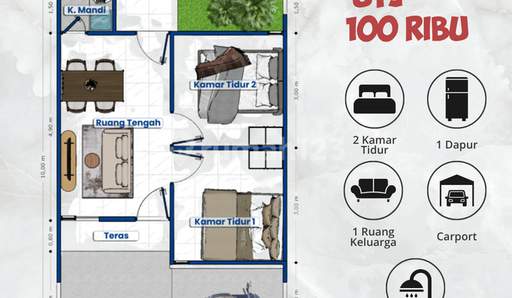 Hunian Nyaman Tipe Aster 36/60 Blok N1 No 09 2