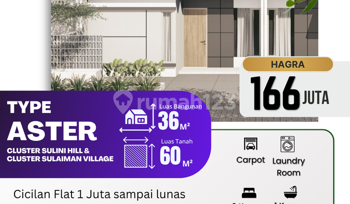 Rumah Aster 36/60 Grati, Tanpa Uang Muka, Booking Murah Rumah Aster 36/60 Grati, Tanpa Uang Muka, Booking Murah