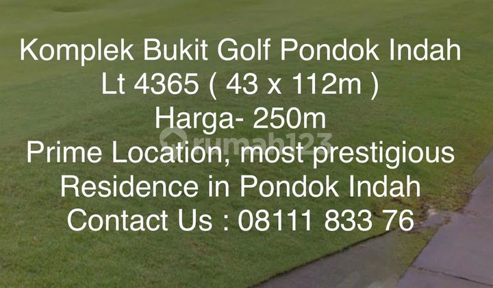 Jual Kavling Bukit Golf Pondok Indah Prime Location Most Prestigious Residence. Jual Kavling Bukit Golf Pondok Indah Prime Location Most Prestigious Residence.