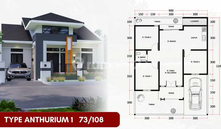 Rumah Mewah Harga Terjangkau Dipusat Kota Wonosari Free Canopy dan Carport