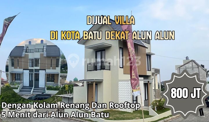 Di jual Villa Di Batu dekat Alun alun di Lingkungan yang tenang nan asri