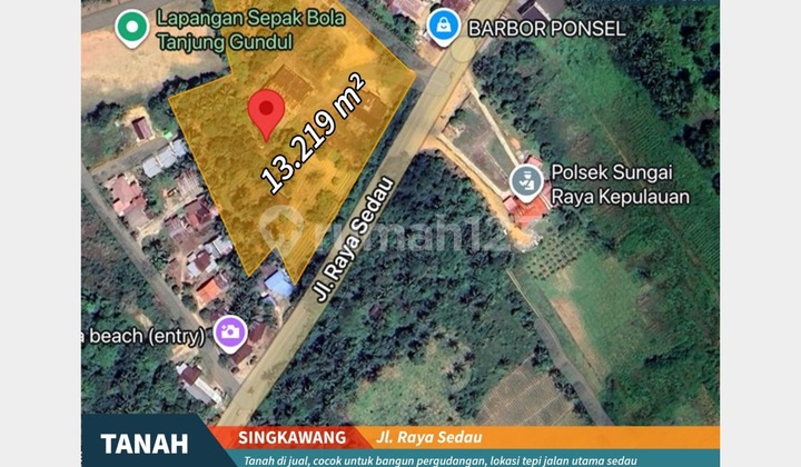 Tanah Tepi Jalan Utama Sedau - Cocok untuk Pergudangan Tanah Tepi Jalan Utama Sedau - Cocok untuk Pergudangan