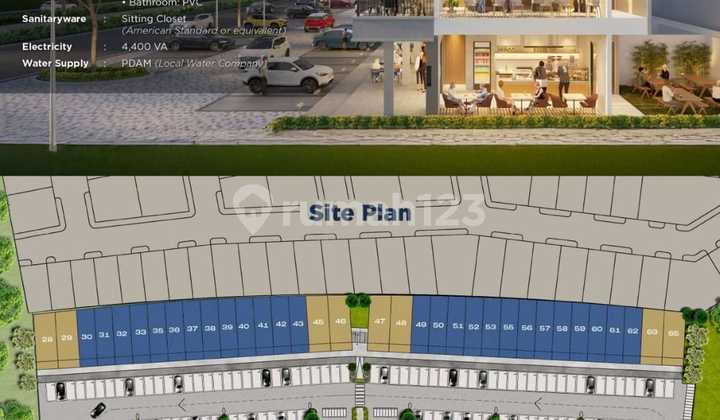 Dijual Ruko Baru 3 Lantai - Cova Square Harapan Indah Lokasi Strategis | Depan Jalan Raya | Siap Usaha