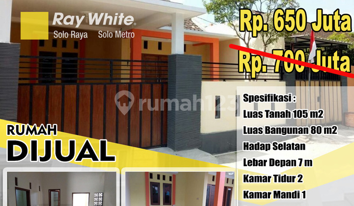 Turun Harga Rumah Modern Minimalis 2Kamar Sumber Banjarsari Solo