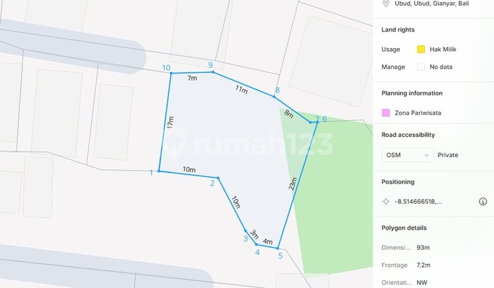 Land Near Puri Saren Ubud, in Ubud - Bali