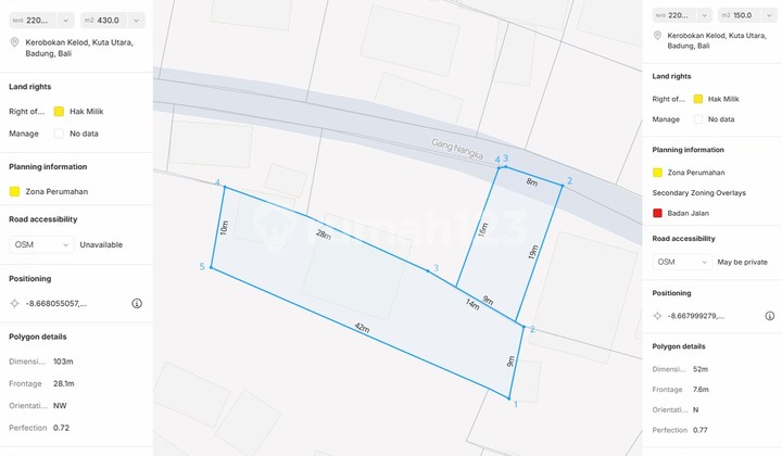 Tanah Dekat Pantai Petitenget, di Kerobokan Kelod