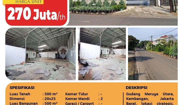 For Rent: Gudang Kembangan, Jakarta Barat SHM