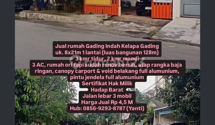 Jual rumah Gading Indah Kelapa Gading SHM 2