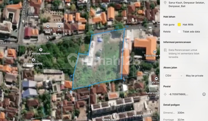 For Rent Commercial Land Main Road Danau Poso Sanur Near Mertasari Renon Padang Galak By Pass Ngurah Rai