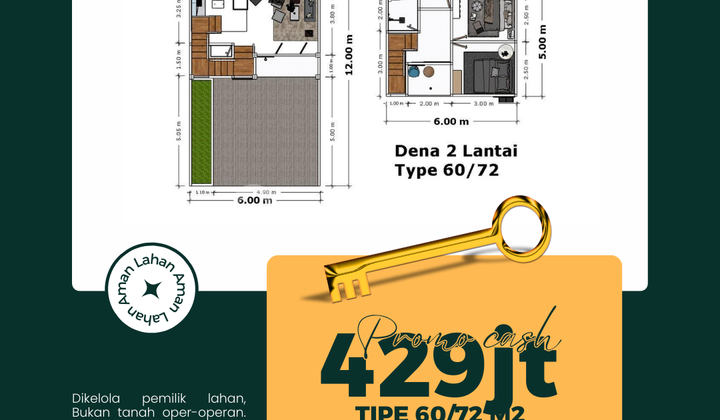 Rumah 2 Lantai Dekat Surabaya Free Smartdoor Lock 2