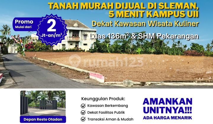 Land for Sale in Sleman, IDR 3 Million per Meter