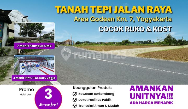 Tanah Jogja, Dekat Tugu Jogja & Malioboro, Tepi Jalan Raya