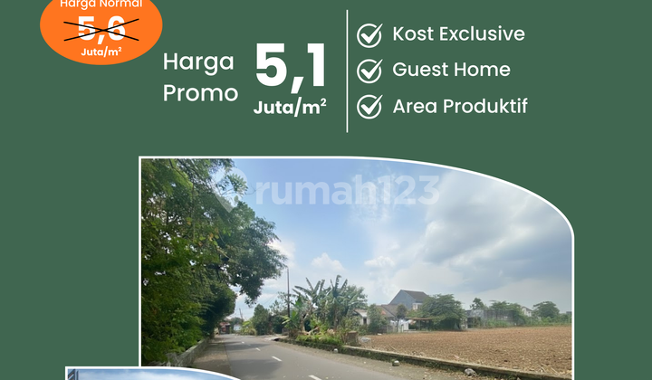 Premium Land in Yogyakarta near UGM Campus, Wide Road Access