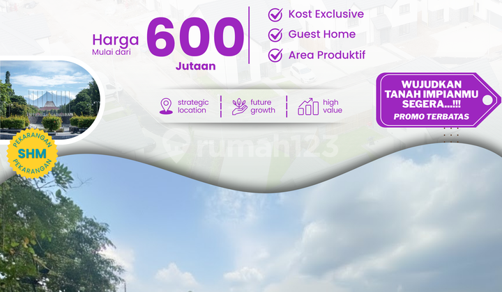 Tanah Jogja Sleman Dekat Kampus Ternama, View Sawah