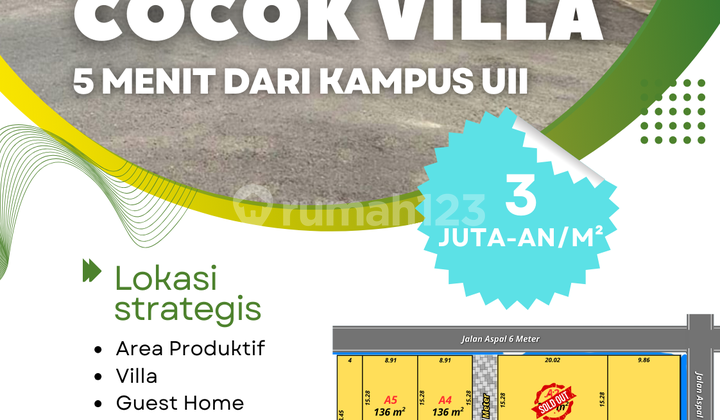 Tanah Jogja Dekat Kampus Ternama dan Wisata Kuliner Cocok Kost, Villa dan Hunian