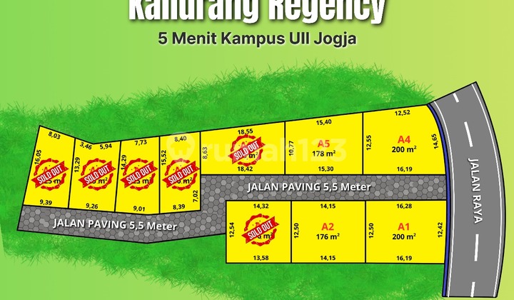 Tanah Jogja Dekat Kampus Uii dan Kopi Klothok Jogja, Akses Jalan Sangat Lebar