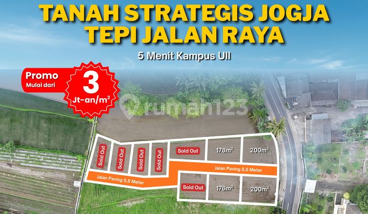 Tanah Jogja Tepi Jalan Area Kampus Uii, Nyaman Huni dan Asri