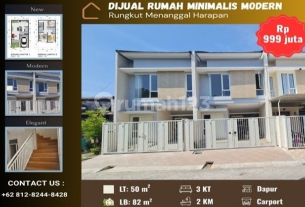 [Under 1 M] Modern Minimalist New House in Rungkut - 2 Floors