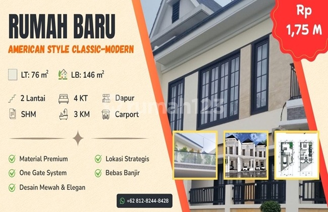 [Eksklusif] - Dijual Rumah Baru American Style Classic Modern di Komplek Prapen Saronojiwo
