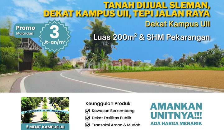 Tanah Murah Dijual Sleman, Dekat Kampus Uii Terpadu, Sertifikat SHM Pekarangan