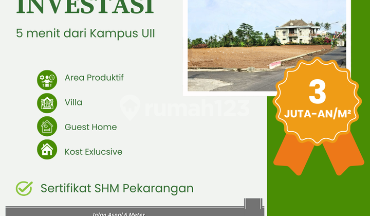 Best Land in Jogja, 5 Minutes to UII Campus, Around 2 Million Per Meter, Best Land in Jogja, 5 Minutes to UII Campus, Around 2 Million Per Meter,