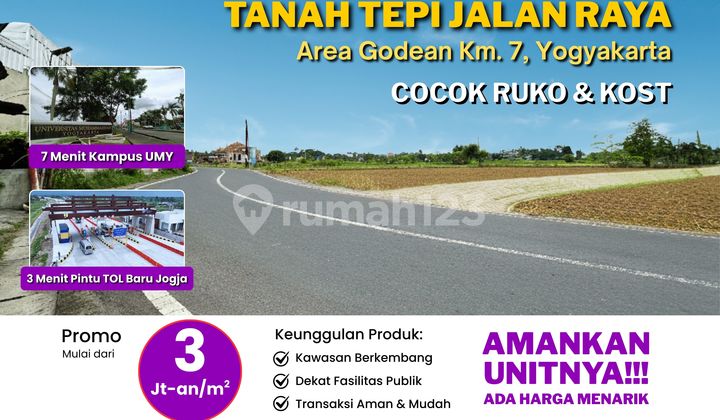 Tanah Dekat Tugu Jogja, Dekat dengan Malioboro, Tepi Jalan Raya