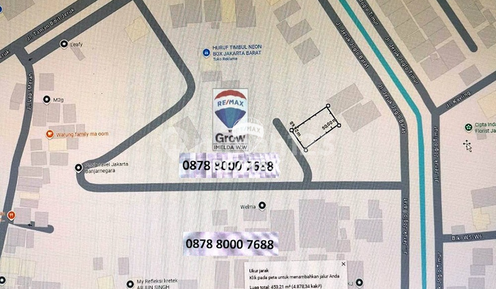 Dijual Kavling (U6-25) 450 M2 di Kebon Jeruk - Jakarta Barat