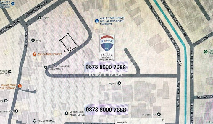 Dijual Kavling 420 M2 ( U6-38) di Kebon Jeruk - Jakarta Barat