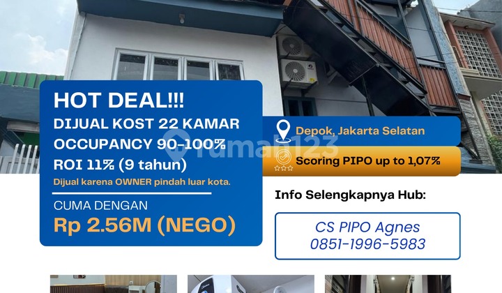 (Langsung Pemilik)Hot Deal Dijual Rumah Kost 22 Kamar dengan Occupancy 90-100% di Jakarta Selatan SHM Ini Hand (Langsung Pemilik)Hot Deal Dijual Rumah Kost 22 Kamar dengan Occupancy 90-100% di Jakarta Selatan SHM Ini Hand