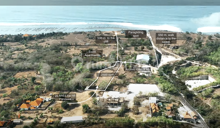 Tanah 25Are Freehold dengan Pemandangan Laut Dijual di Pandawa (Zonasi Pink)