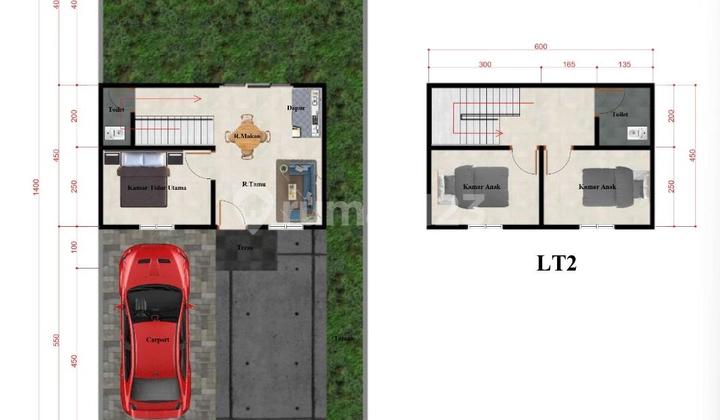 Bebas Banjir, Rumah, 2 Lantai, SHM