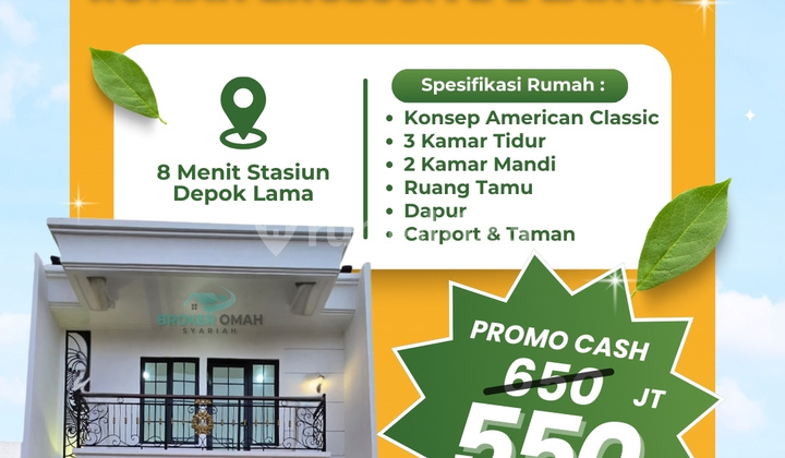 Harga Promo 550 Juta! Rumah Baru Bergaya Americaan Classic di Depok