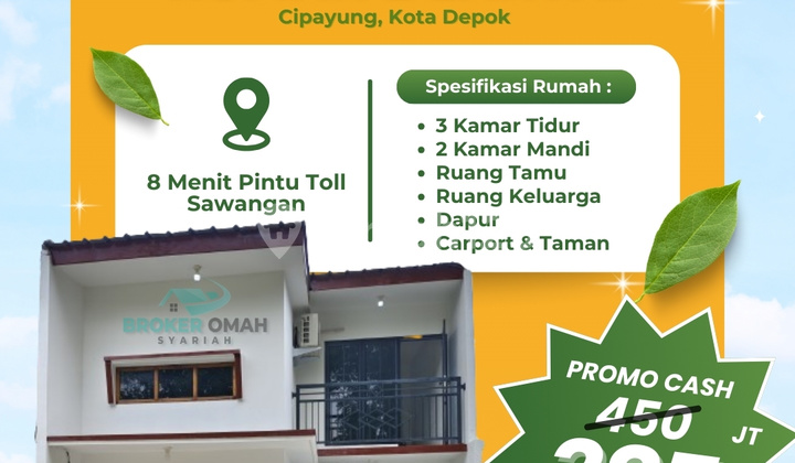 Murah Banget! Rumah Baru 2 Lantai 3 Kamar Dekat Tol Desari
