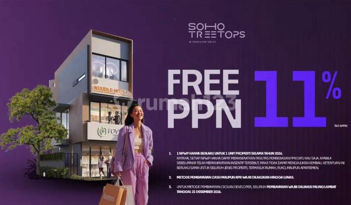 Soho Tree Tops Ruko Segera Siap Huni 3 Lantai - Backyard Luas & Promo Free PPN Soho Tree Tops Ruko Segera Siap Huni 3 Lantai - Backyard Luas & Promo Free PPN