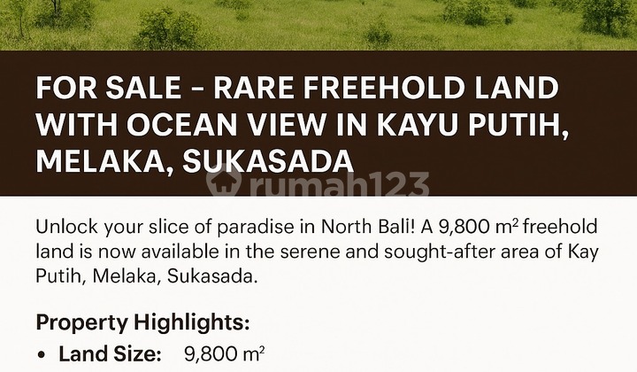 For Sale - Rare Freehold Land With Ocean View