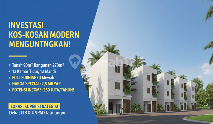 12-Room Kosan Fully Furnished 270M² in Jatinangor with Spacious Parking 1