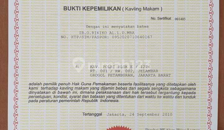 Dijual Rumah Masa Depan. Alam Hijau Lestari Int'l (Utk 8 Lubang)