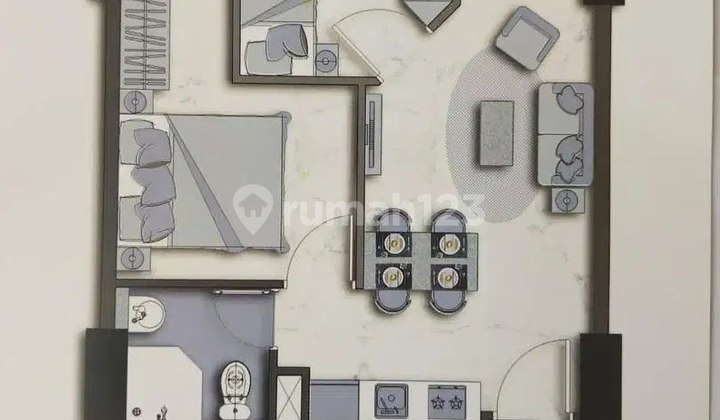 Apartemen Amor Pakuwon City 2 BR Jadi 1 BR Luas 2