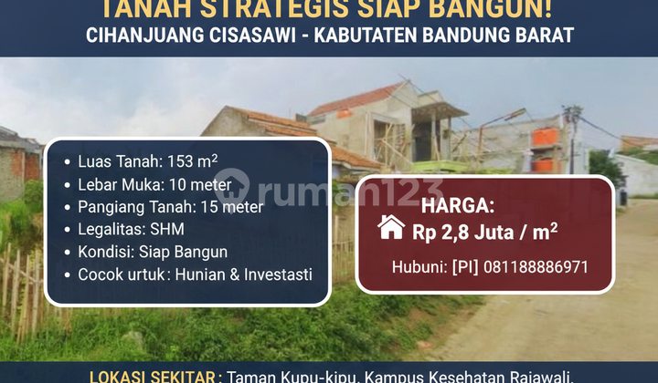 Smart Investment! Prime Land in Cihanjuang, Near Cimahi City Hall, Only 2.8 Million/M²