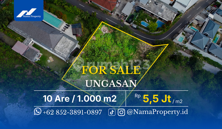 Lahan 10 Are Area Wisata Berkembang Ungasan - Villa, Cafe, Asri