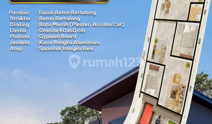 Rumah Strategis Dekat Kemana Saja, Type 45/84 Perumahan Dory Hill, Tembesi 2