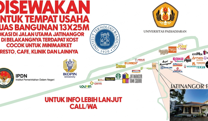 Near University on Main Street Jatinangor - For Rent, Suitable for Business
